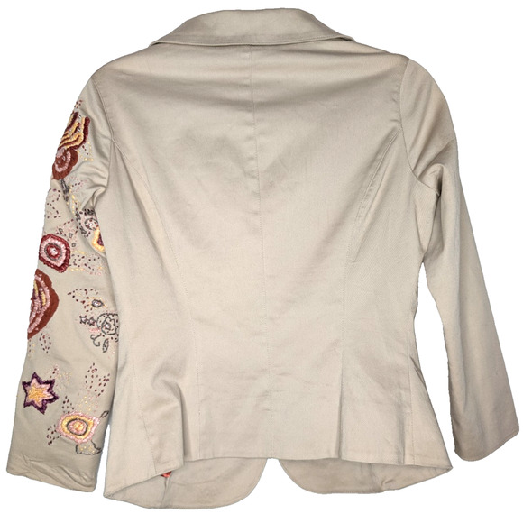 Liu Jo Y2K Boho Floral Embroidered Beaded Sequin Artsy Whimsical Khaki Jacket 10 - Picture 7 of 9